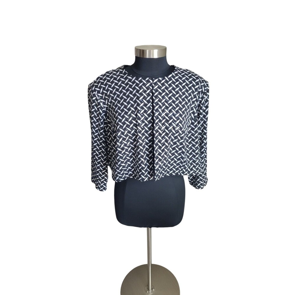 Collecton By Dressbarn Black & White Sequin Accent Shrug Jacket Size 22W